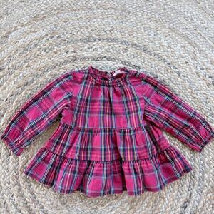 J. Crew Crewcuts Girls XS Tiered Red‎ Plaid Top Christmas